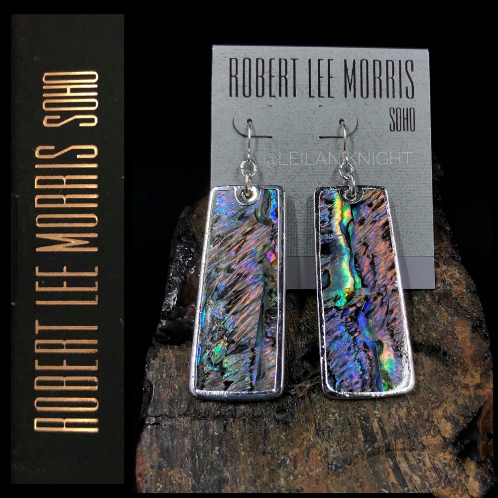 Robert Lee Morris SOHO Genuine Abalone Long Dangle Earrings
